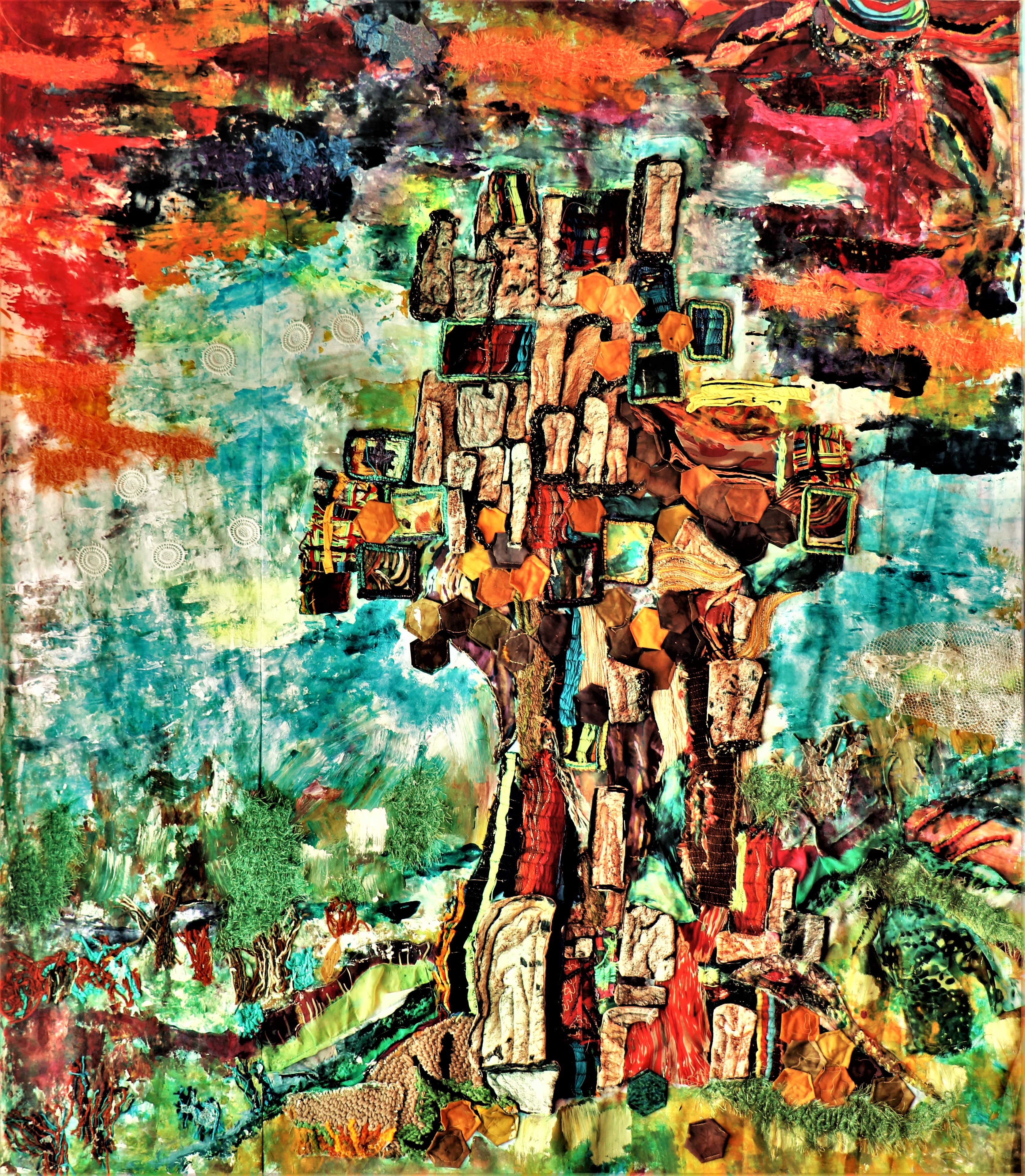 Maltese Cross — art quilt by Enid Viljoen, fibre artist